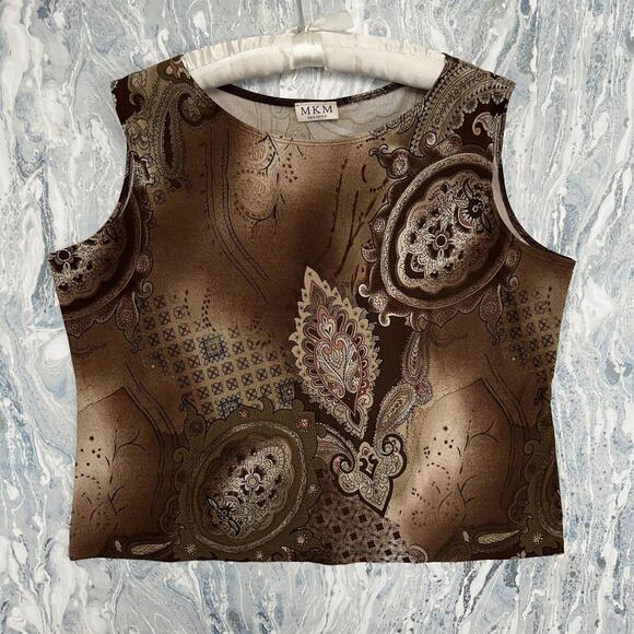 MKM Designs Vintage Bohemian Brown Paisley Top (One size) - Picture 1 of 5